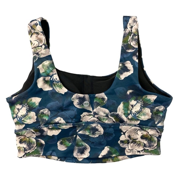 Dip fitness exercise workout bra blue cream floral print wms sz large - Picture 2 of 10